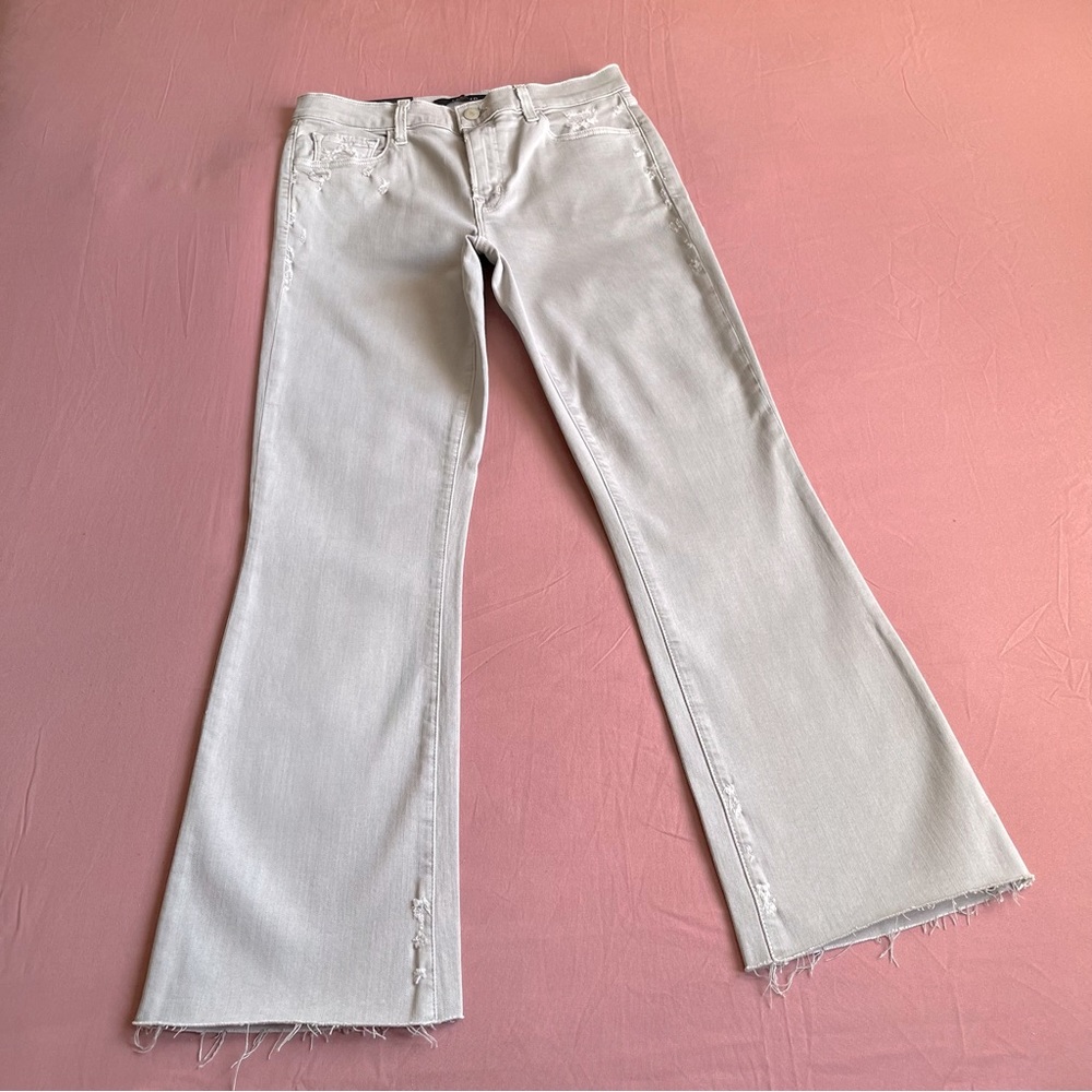 J Brand 27” Selena Bootcut Cropped Mid-Rise Smokey Gray Women’s Jeans, Raw Hem.